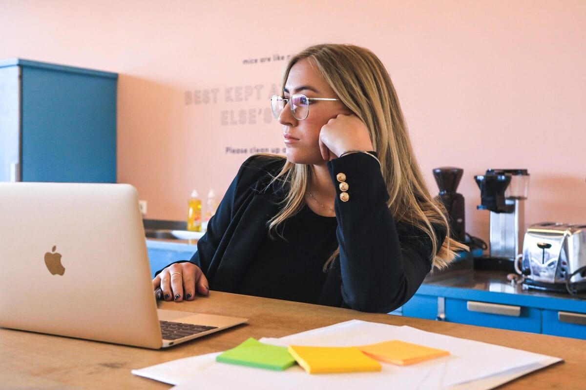 student working in a computer